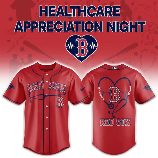 2026 Boston Red Sox Healthcare Appreciation Night Limited Edition Jersey Jogger And Cap Outfit Red
