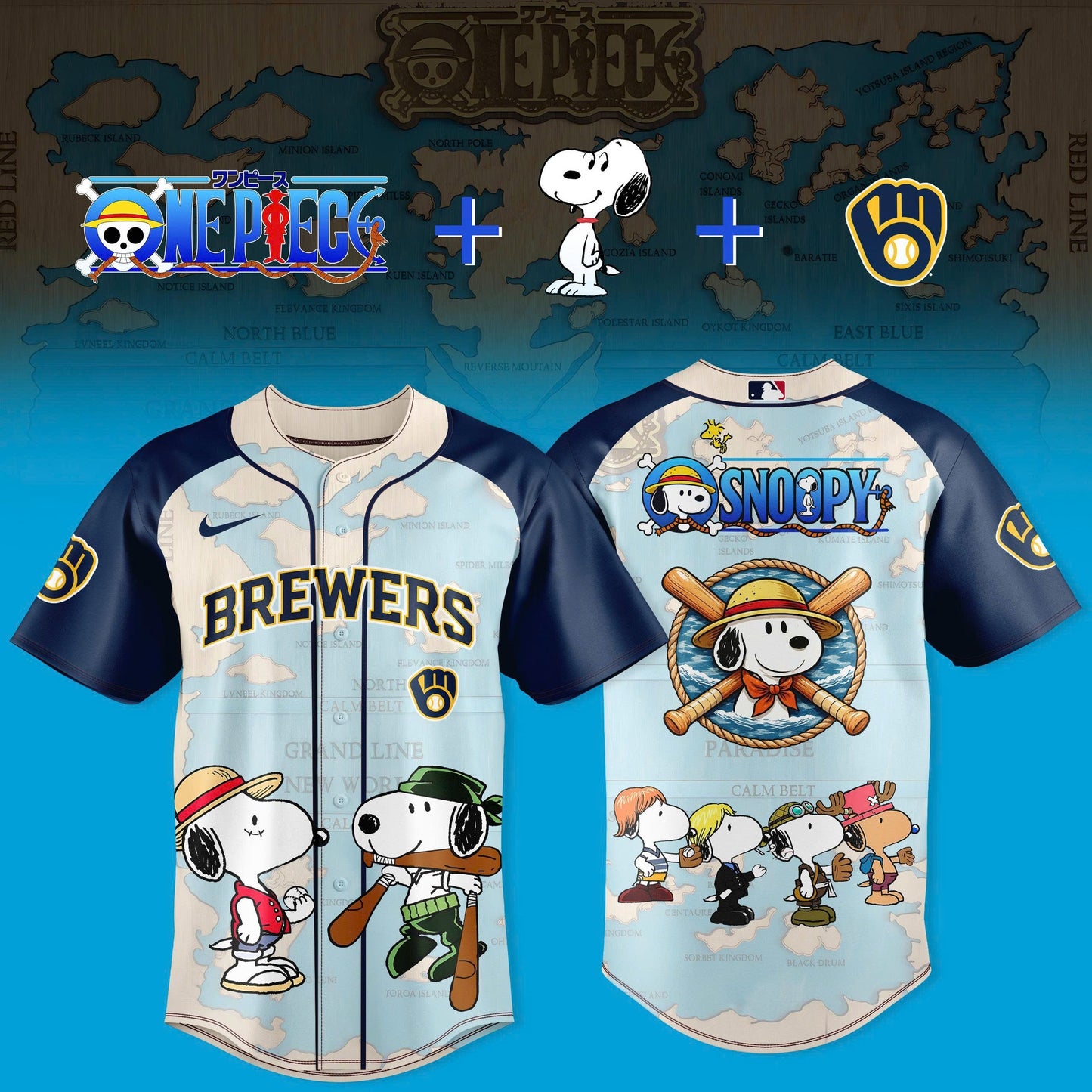 Milwaukee Brewers x Snoopy x One Piece 2026 Edition Jersey